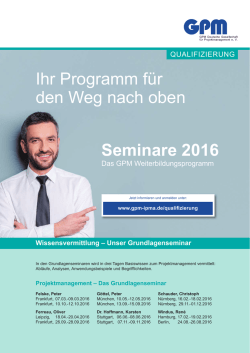Ihr Programm f&uuml;r den Weg nach oben Seminare 2016