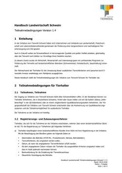 Handbuch Landwirtschaft Schwein Teilnahmebedingungen Version