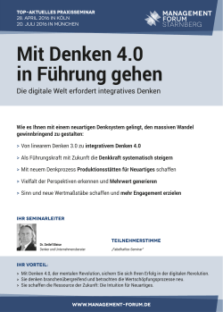 Mit Denken 4.0 in Führung gehen - Management Forum Starnberg GmbH