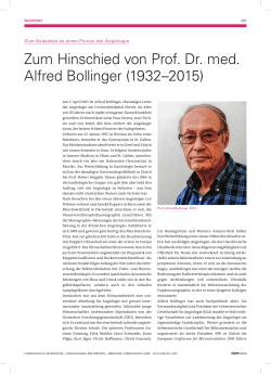 Zum Hinschied von Prof. Dr. med. Alfred Bollinger (1932–2015)