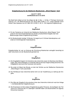 Entgeltordnung der Musikschule "Alfred Wagner" Suhl (ab 08.02.2016)