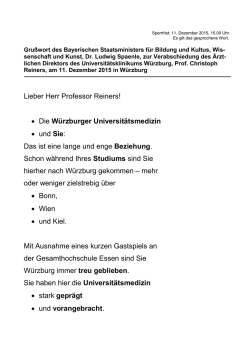 Lieber Herr Professor Reiners! • Die Würzburger