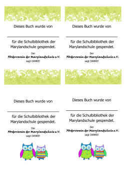 Dieses Buch wurde von f&uuml;r die Schulbibliothek der Marylandschule
