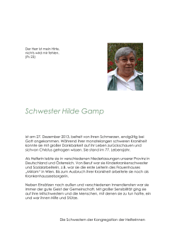 Schwester Hilde Gamp - Kongregation der Helferinnen