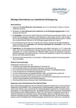 Informationsblatt Ablauf ordentliche Einb&uuml;rgerung