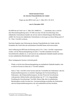 Gleich lautende Erlasse - Bundesfinanzministerium