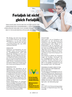 Ferialjob ist nicht gleich Ferialjob