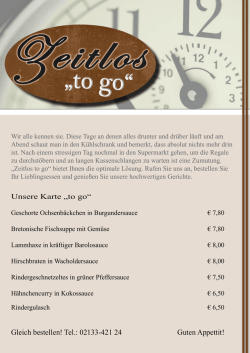 Gleich bestellen! Tel.: 02133