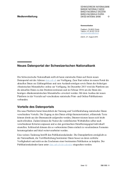Neues Datenportal der Schweizerischen Nationalbank