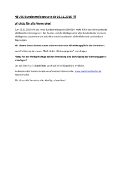 NEUES Bundesmeldegesetz ab 01.11.2015