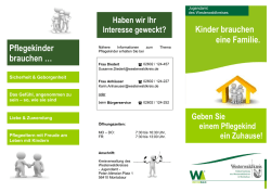 Kinder brauchen eine Familie. Pflegekinder