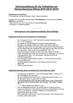 Infoveranstaltung f&uuml;r die Teilnehmer am Karnevalsumzug Hiltrup 2016
