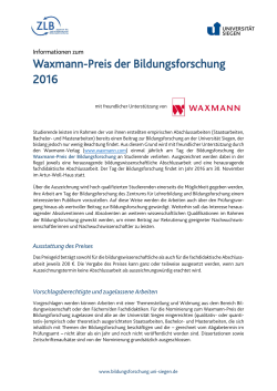 Waxmann-Preis der Bildungsforschung 2016
