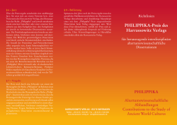 PHILIPPIKA-Preis des Harrassowitz Verlags
