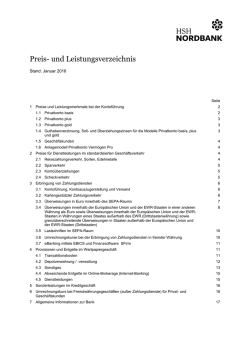 Preis- und Leistungsverzeichnis