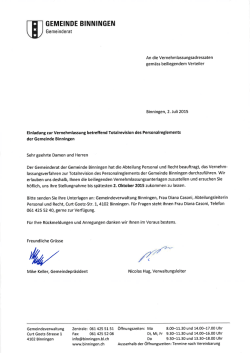 Einladung zur Vernehmlassung an die