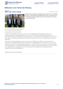 INES unter neuer Leitung - an der Hochschule Offenburg