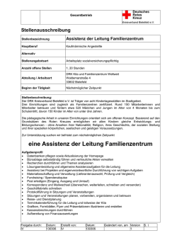 eine Assistenz der Leitung Familienzentrum