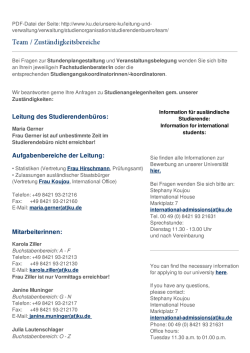 Leitung des Studierendenb&uuml;ros: Aufgabenbereiche der Leitung