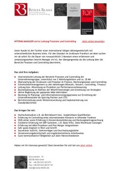INTERIM MANAGER (m/w) Leitung Finanzen und