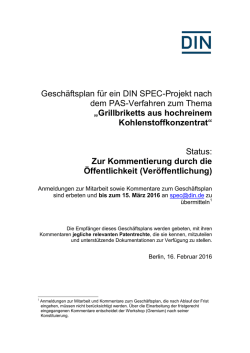 Geschäftsplan für ein DIN SPEC-Projekt nach dem PAS