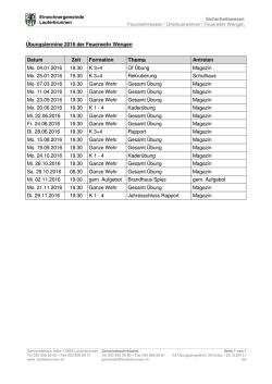 Übungstermine 2016 der Feuerwehr Wengen
