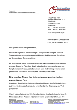 Infoschreiben Gef&auml;&szlig;studie K&ouml;ln, im November 2015 Bitte schicken