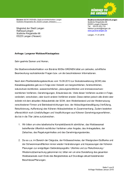 Anfrage an den Magistrat - Bündnis 90/Die Grünen Ortsverband
