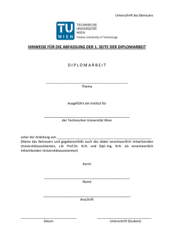 hinweise f&uuml;r die abfassung der 1. seite der diplomarbeit diplomarbeit