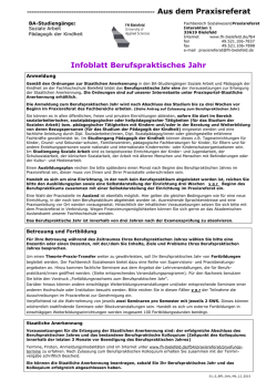 Infoblatt zum Berufspraktischen Jahr