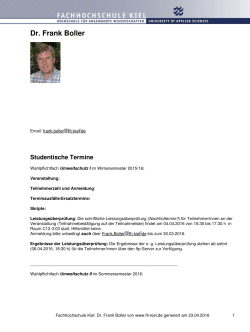 Fachhochschule Kiel: Dr. Frank Boller