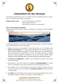 Einkaufsliste f&uuml;r ein &Uuml;berraschungs