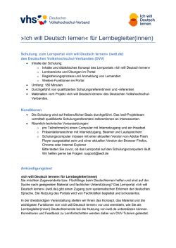 Ich will Deutsch lernen&laquo; f&uuml;r Lernbegleiter(innen)