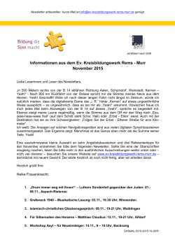 Newsletter November 2015 - Evangelisches Kreisbildungswerk