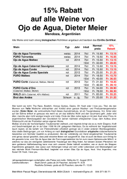 15% Rabatt auf alle Weine von Ojo de Agua, Dieter Meier