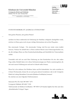 Patientenmerkblatt "Radikale Zystektomie" - 2015