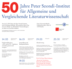 50 Jahre Peter Szondi-Institut