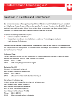 Caritasverband Rhein-Sieg e.V. Praktikum in Diensten und