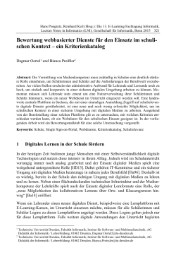 Bewertung webbasierter Dienste für den Einsatz im schuli