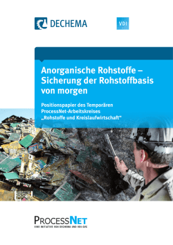 Anorganische Rohstoffe – Sicherung der Rohstoffbasis von morgen