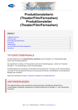 ProduktionsleiterIn (Theater/Film/Fernsehen)
