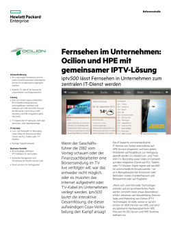 Fernsehen im Unternehmen: Ocilion und HPE mit gemeinsamer