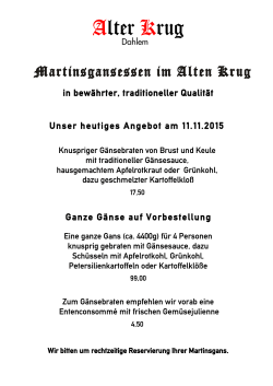 Martinsgans 2015 - Alter Krug Dahlem