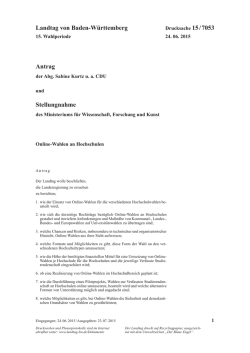 Drucksache 15 / 7053 - Landtag Baden W&uuml;rttemberg