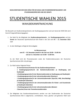 STUDENTISCHE WAHLEN 2015 - Deutsche Sporthochschule Köln