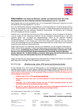 Information vom Dezernat Weinbau, Eltville zum Bescheid über die