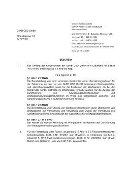 OeKB CSD GmbH Strauchgasse 1-3 1010 Wien BESCHEID I. Der