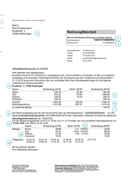 Rechnung/Bescheid - Stadtwerke Metzingen