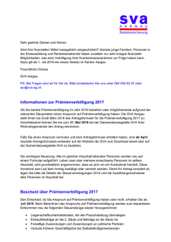 Informationen zur Pr&auml;mienverbilligung 2017 Bescheid &uuml;ber