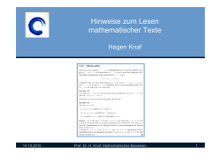 Hinweise zum Lesen mathematischer Texte